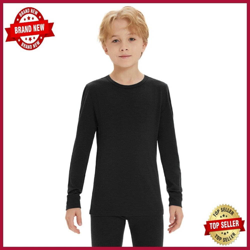 Kids Merino Wool Thermal Base Layer Top Unisex 100% Wool